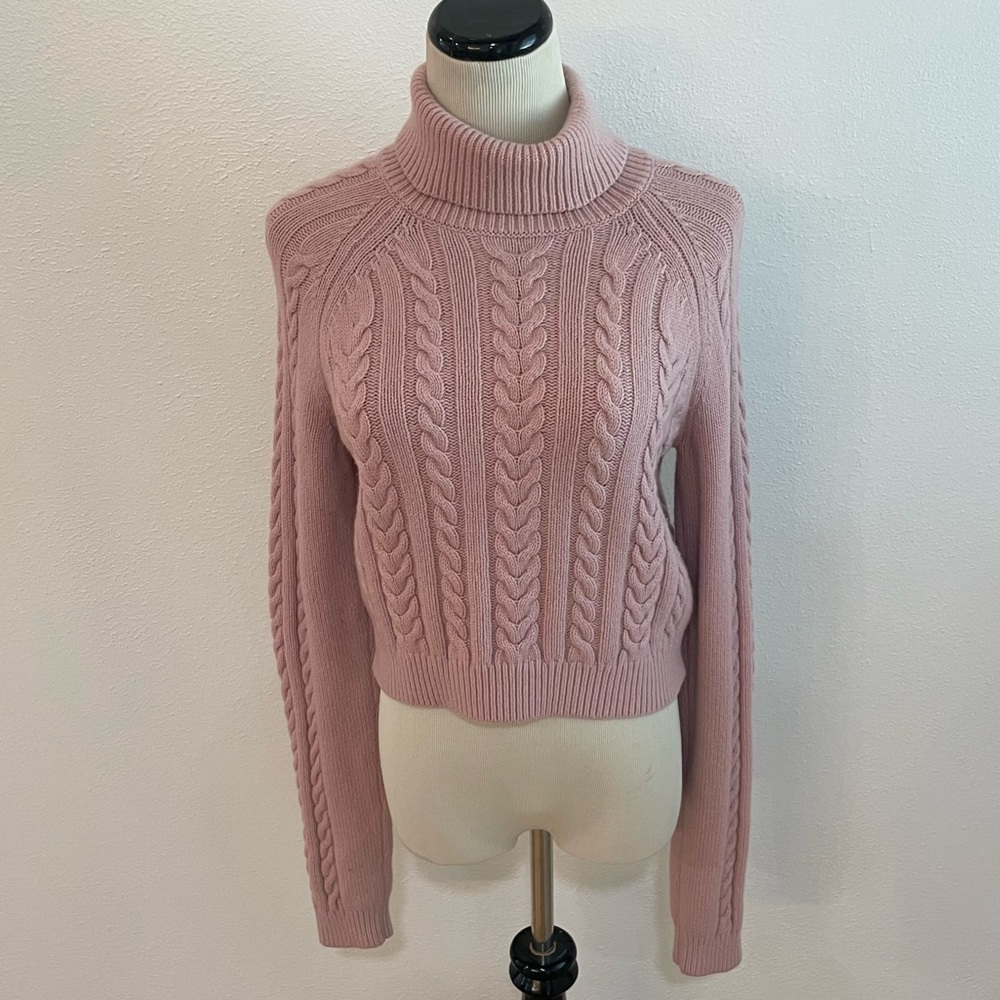 Aritzia Sunday Best Crop Cable Knit Turtle Neck Sweater